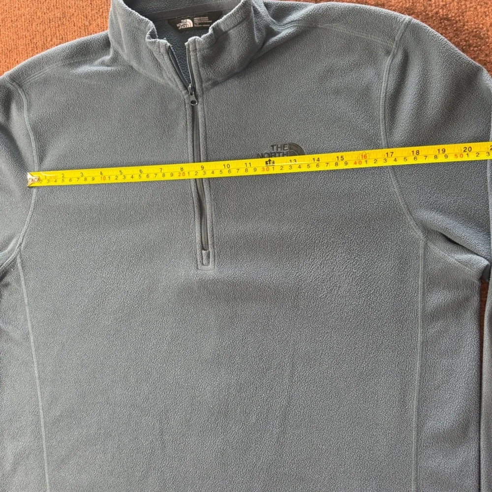 A+ The North Face Mens TKA 100 Glacier 1/4 Zip Fleece‎ Pullover Blue Gray Large